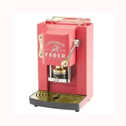 Macchina da caffe espresso rossa stile vintage con leva e vassoio dorato Faber Italia