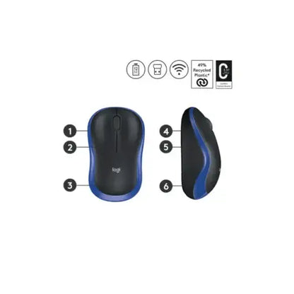 LOGITECH MOUSE OTTICO WIRELESS M185 BLU 910-002239 - Mouse - TecnoRoyal