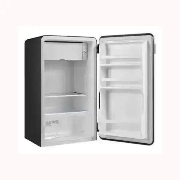 Frigorifero MIDEA compatto con porta aperta e ripiani interni per conservazione alimenti