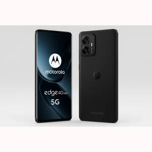 Motorola Edge 40 Neo smartphone nero vista frontale e posteriore doppia fotocamera 5G
