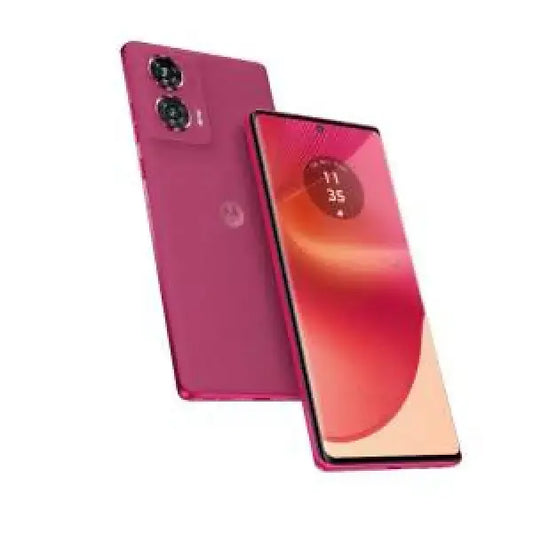 Smartphone Motorola Edge 50 Fusion in colore rosa con doppia fotocamera posteriore e display ampio