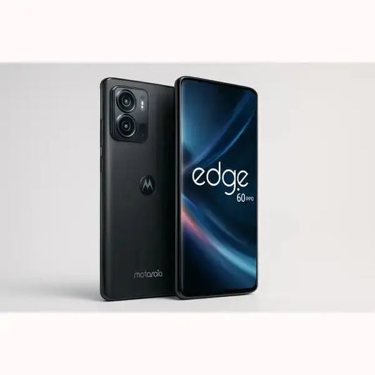 Motorola Edge 60 Pro smartphone nero vista frontale e posteriore con doppia fotocamera e display curvo