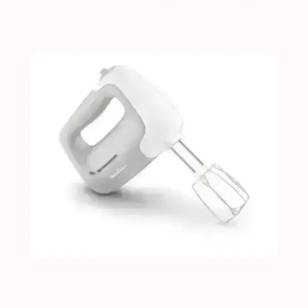 Frullatore MOULINEX bianco e grigio con impugnatura ergonomica e fruste in acciaio inox