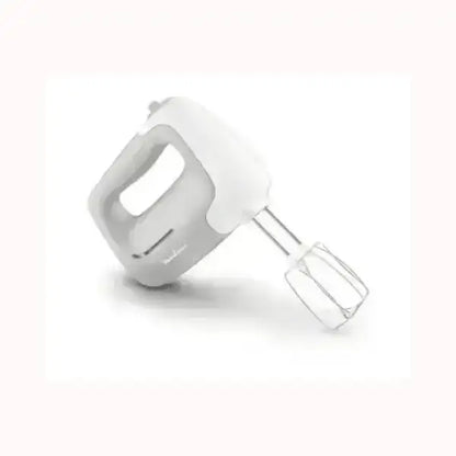Frullatore MOULINEX bianco e grigio con impugnatura ergonomica e fruste in acciaio inox