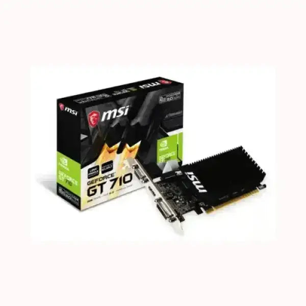 Scheda video MSI GeForce GT 710 con sistema di raffreddamento passivo e confezione originale
