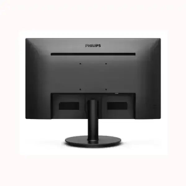 Monitor PHILIPS nero visto dalla parte posteriore con supporto circolare stabile