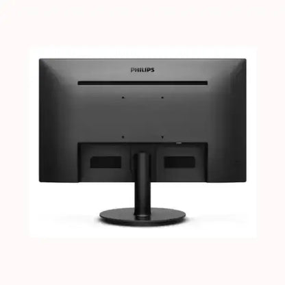 Monitor PHILIPS nero visto dalla parte posteriore con supporto circolare stabile