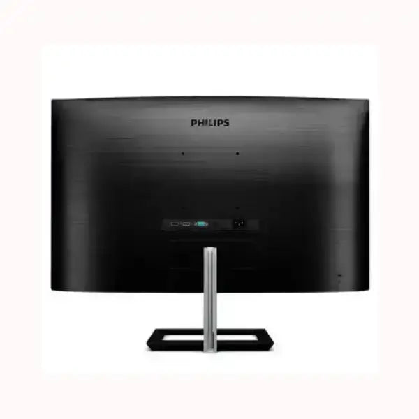Monitor curvo PHILIPS visto dalla parte posteriore con supporto metallico e connessioni visibili