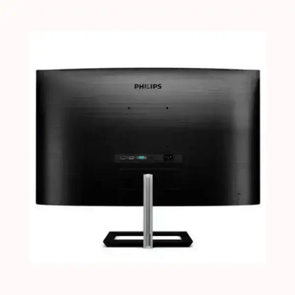 Monitor curvo PHILIPS visto dalla parte posteriore con supporto metallico e connessioni visibili