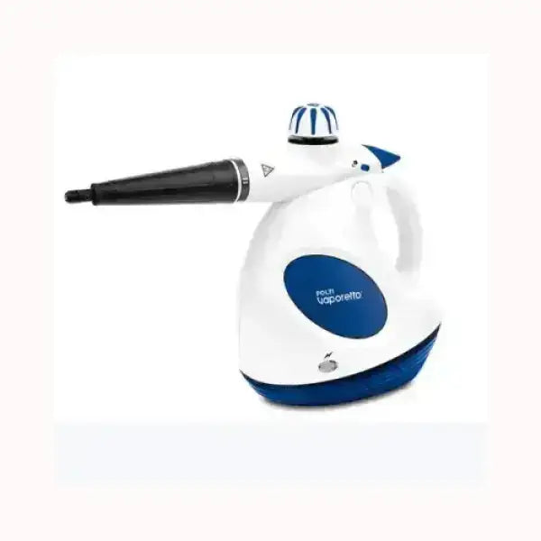Aspirapolvere POLTI Vaporetto bianco e blu con design compatto e beccuccio lungo per pulizia a vapore