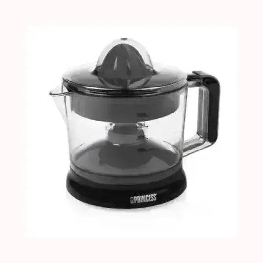 Spremiagrumi PRINCESS trasparente con base nera e manico per estrarre succo fresco