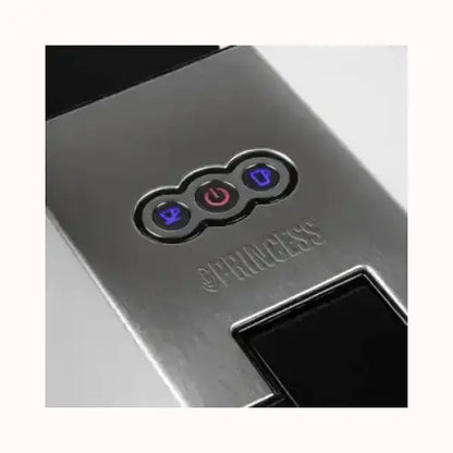 Pannello di controllo in acciaio inox con pulsanti illuminati della macchina da caffè PRINCESS