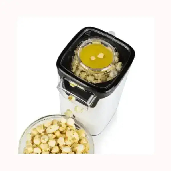 Popcorn maker Princess in acciaio con coperchio trasparente e ciotola di popcorn appena fatti