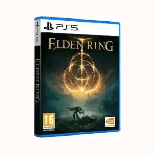 Copertina del gioco Elden Ring per PS5 edito da Bandai Namco con grafica fantasy oscura