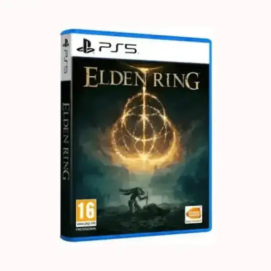 Copertina del gioco Elden Ring per PS5 edito da Bandai Namco con grafica fantasy oscura