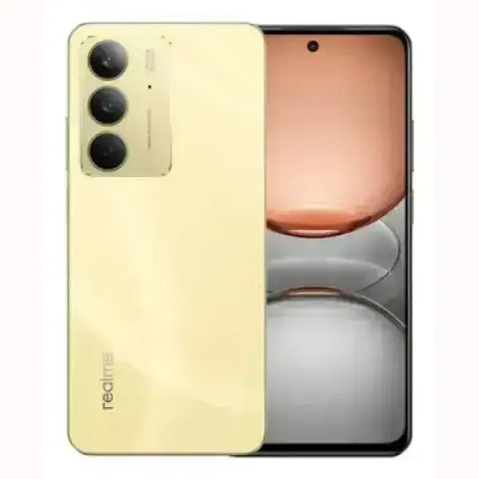 Smartphone realme C75 colore giallo con tripla fotocamera posteriore e display a tutto schermo
