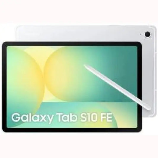 Samsung Galaxy Tab S10 FE tablet con pennino bianco e schermo ampio e luminoso
