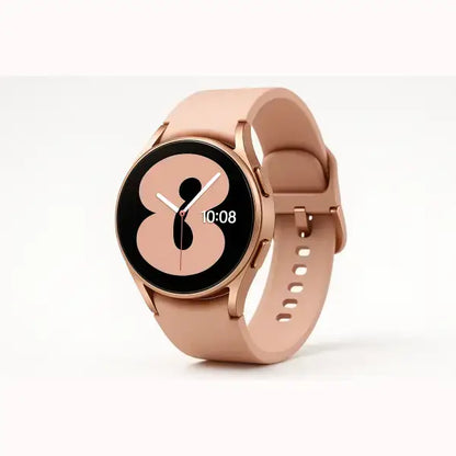 Samsung smartwatch rosa oro con quadrante rotondo display digitale e cinturino in silicone per fitness e notifiche