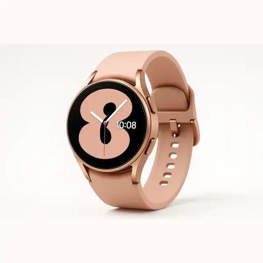 Samsung smartwatch rosa oro con quadrante rotondo display digitale e cinturino in silicone per fitness e notifiche