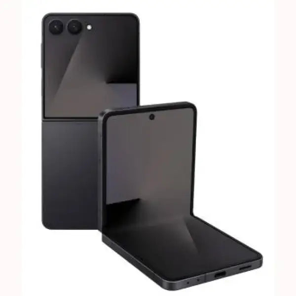 Samsung SM-F766B smartphone pieghevole nero a conchiglia doppia fotocamera display interno aperto design sottile