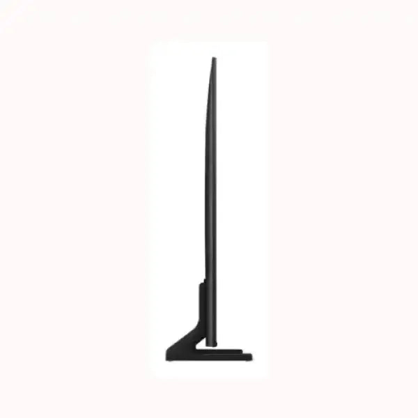 Samsung televisione ultra sottile vista laterale nero su base stand con profilo minimalista