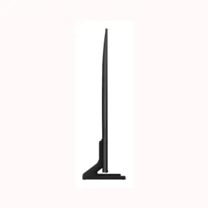 Samsung televisione ultra sottile vista laterale nero su base stand con profilo minimalista