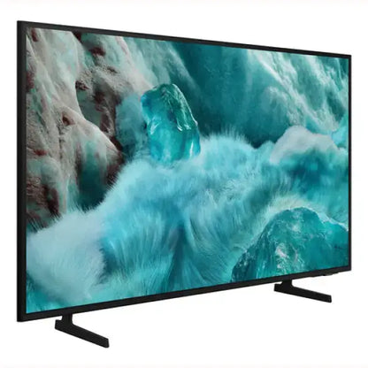samsung tv televisore Samsung a schermo piatto con cornice sottile e piedini laterali immagine acqua turchese