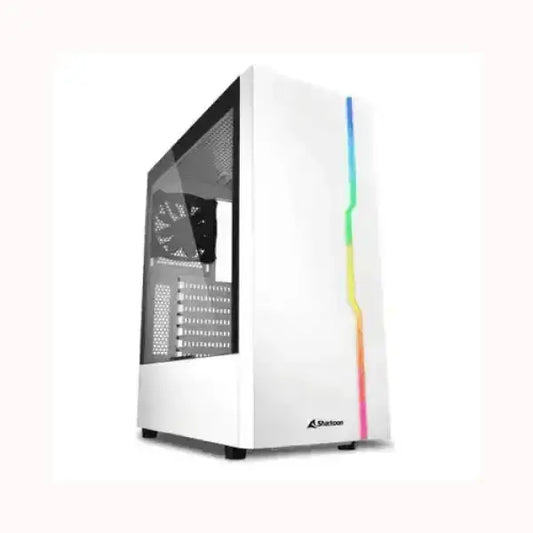 Case per PC bianco SHARKOON con pannello laterale trasparente e striscia LED RGB verticale