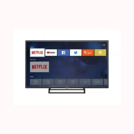 Televisore Smart Tech TV con accesso alle app Netflix YouTube Facebook e Twitter su schermo