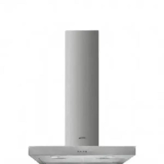 Cappa da cucina SMEG moderna in acciaio inox con design a colonna e illuminazione integrata