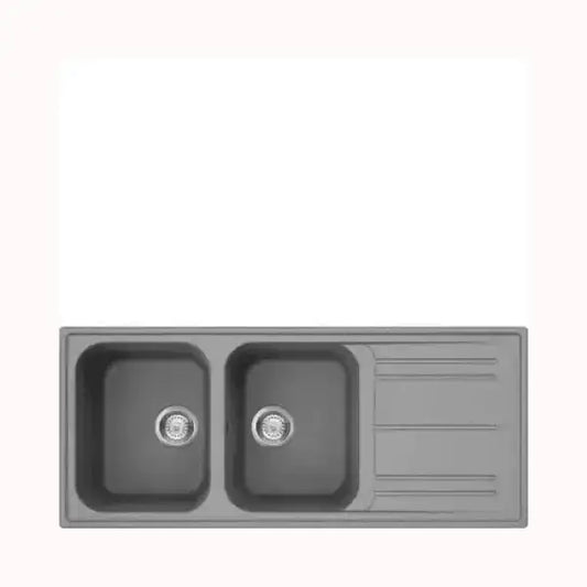 Lavello doppia vasca grigio con scolapiatti SMEG per cucina moderna e funzionale