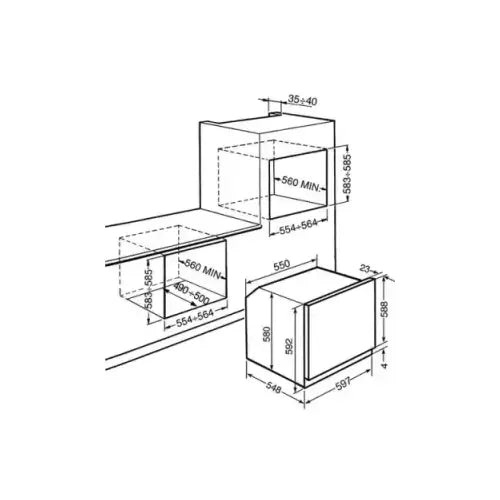 SMEG FORNO INCASSO VENTILATO CORTINA 2MANOPOLE 70LT 60CM PANNA SF700PO - Forni - TecnoRoyal