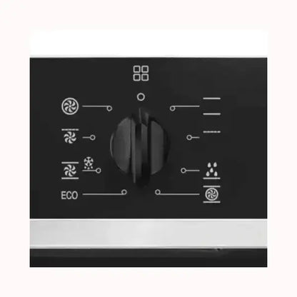 Pannello di controllo nero per forno SMEG con manopola centrale e simboli funzione chiari