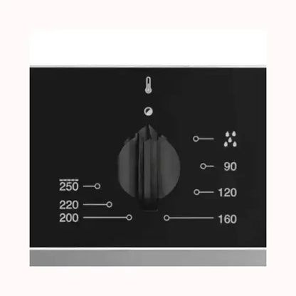 Pannello di controllo nero con manopola e simboli temperatura per forno SMEG