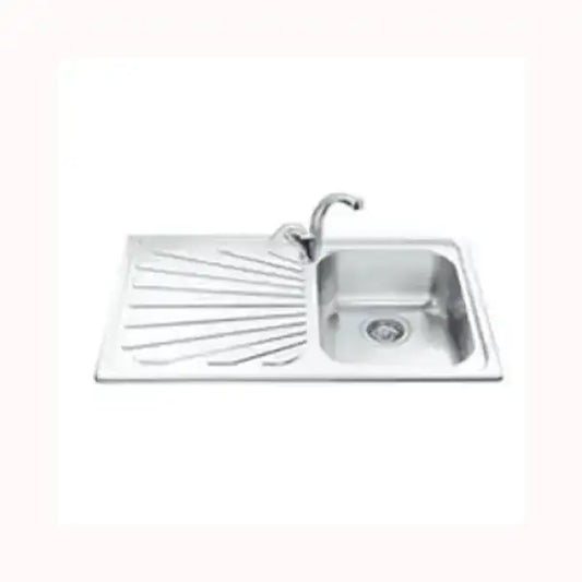 Lavello da cucina SMEG in acciaio inox con vasca singola e area scolapiatti integrata