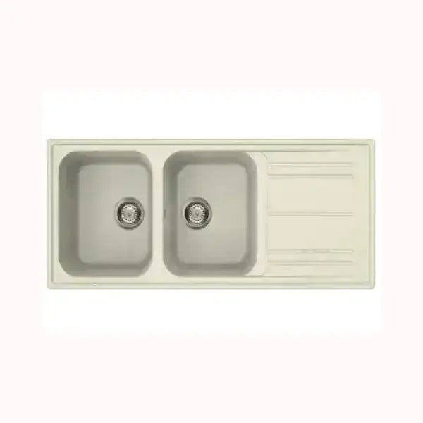 Lavello doppia vasca con gocciolatoio in colore chiaro SMEG LAVELLO per cucina moderna