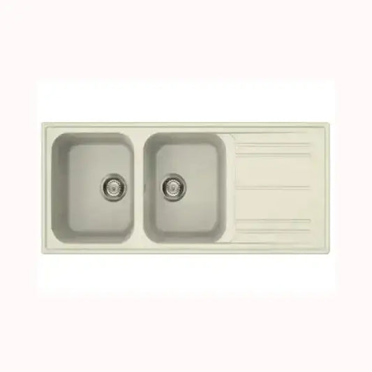 Lavello doppia vasca con gocciolatoio in colore chiaro SMEG LAVELLO per cucina moderna