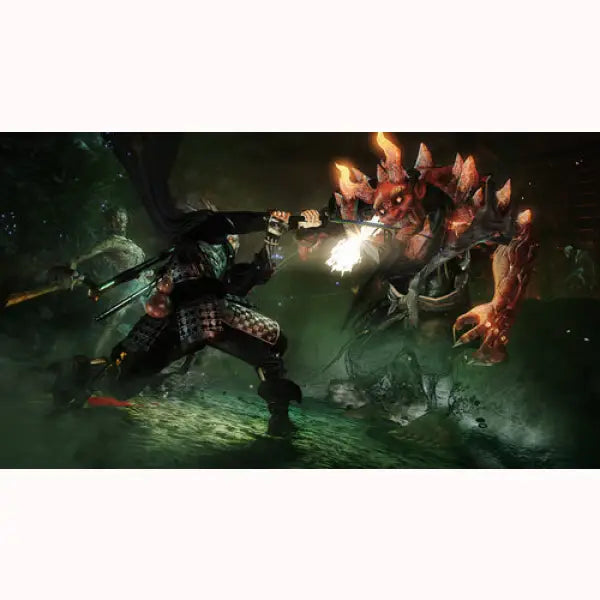 Scena di gioco action con guerriero che combatte un mostro in un gioco per SONY PS4