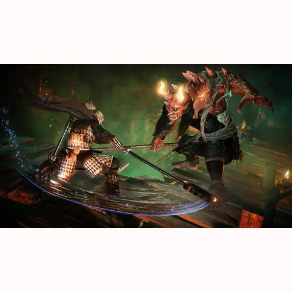 Gioco d'azione su SONY PS4 con combattimento tra samurai e demone in ambientazione oscura