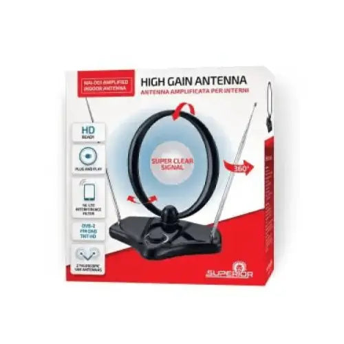 Superior Antenna TV Amplificata per Interni DVB-2 FM DAB TNT HD - Accessori TV - TecnoRoyal