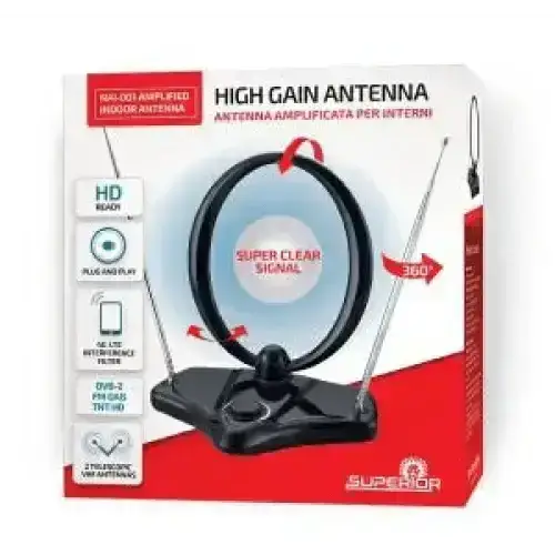 Superior Antenna TV Amplificata per Interni DVB-2 FM DAB TNT HD Accessori TV