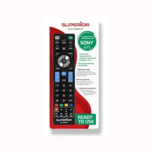 Telecomando Universale Superior Electronics in confezione nero con tasti colorati compatibile con TV Sony pronto alluso