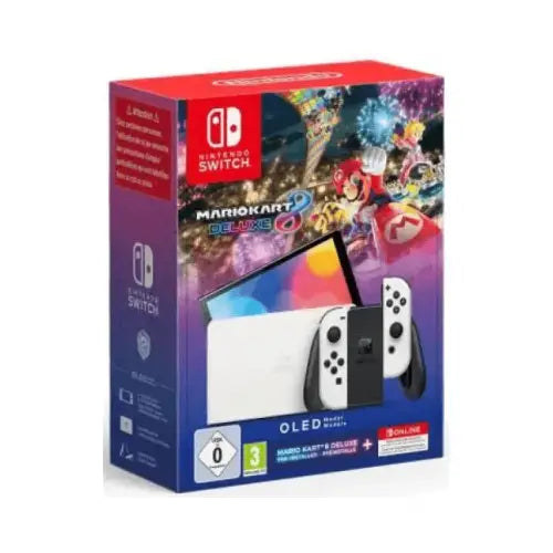 Switch Console OLED White + Mario Kart 8 Deluxe Preinstallato + 12 Mesi Nintendo Switch Online - Console - TecnoRoyal