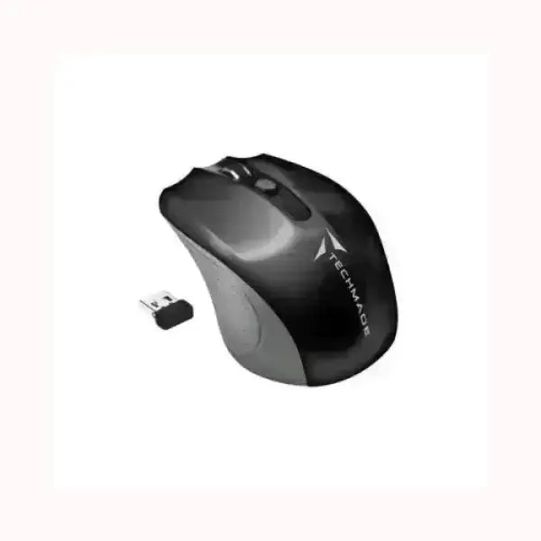 Mouse wireless Techmade nero ergonomico con ricevitore USB per un controllo preciso e confortevole