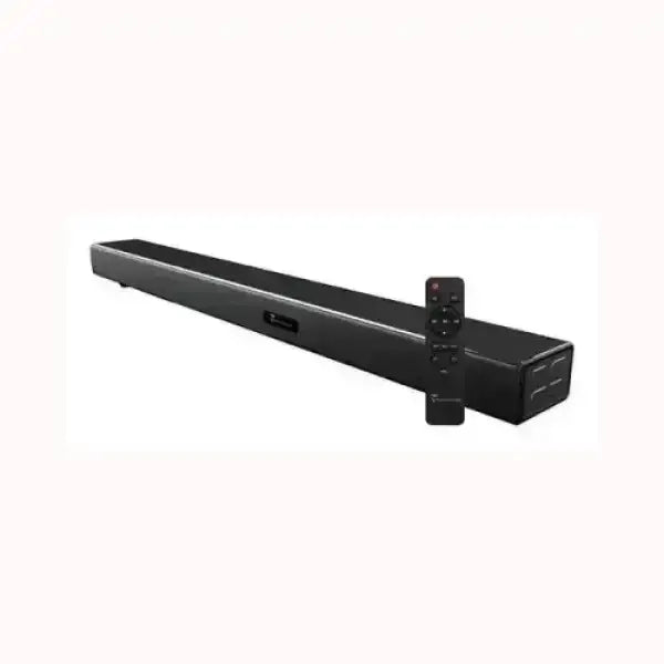Soundbar Techmade nera con telecomando per audio di alta qualità e design moderno