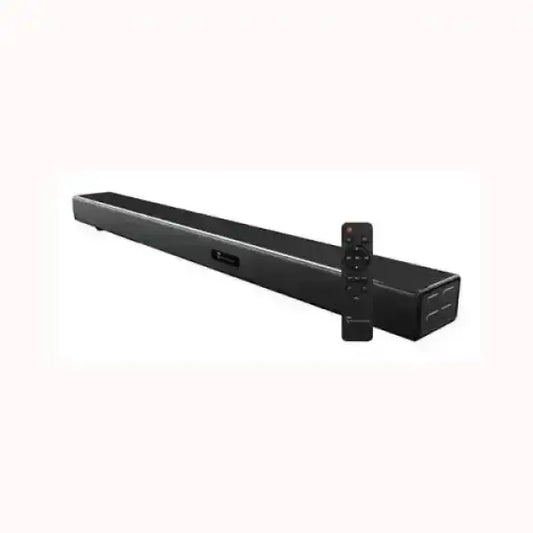 Soundbar Techmade nera con telecomando per audio di alta qualità e design moderno