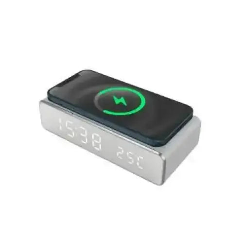 Techmade Sveglia con Ricarica Wireless Smartphone 15W Siver Techmade