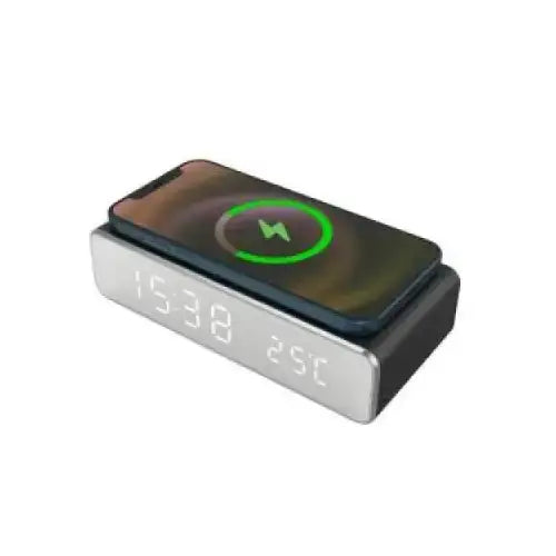 Techmade Sveglia con Ricarica Wireless Smartphone 15W Nera - Accessori telefonia - TecnoRoyal