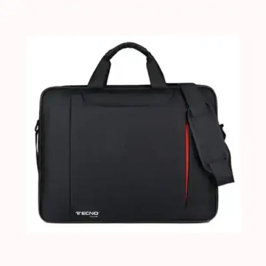 Sacoche pour ordinateur portable TECNO noire avec poignées et bandoulière réglable en tissu résistant
