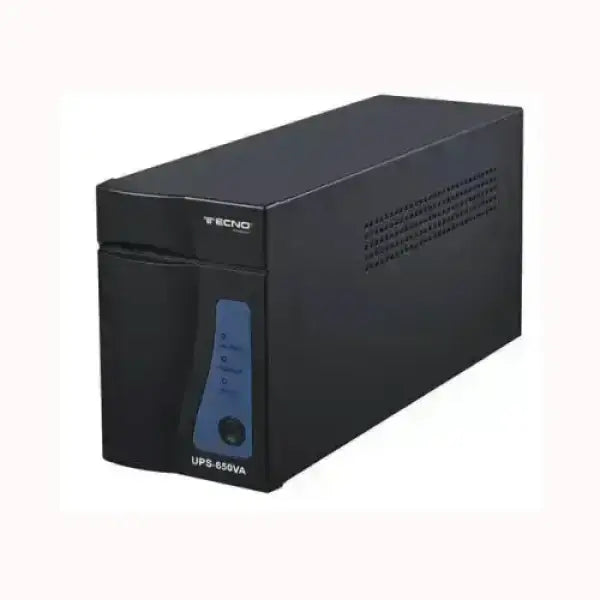 Gruppo di continuità UPS nero modello 650VA TECNO con pannello di controllo frontale blu